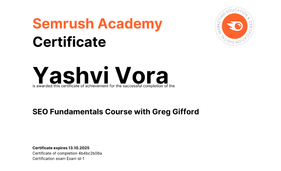 seo fundamentals certification